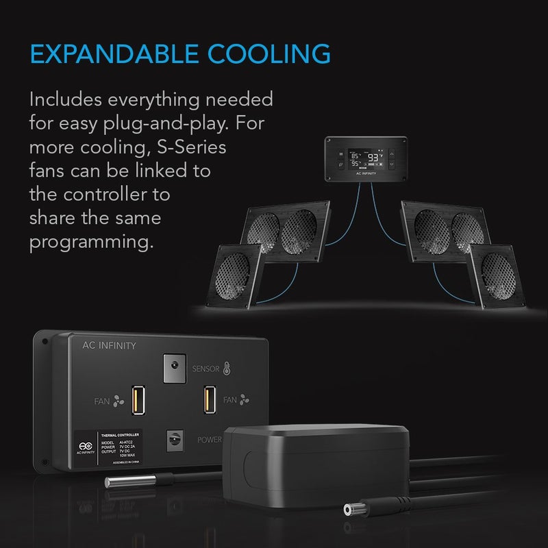 AC Infinity نظام مروحة التبريد الهادئ AC Infinity AIRPLATE T9 بحجم 18" مع تحكم في الترموستات، لخزائن المسرح المنزلي AV - Image 5